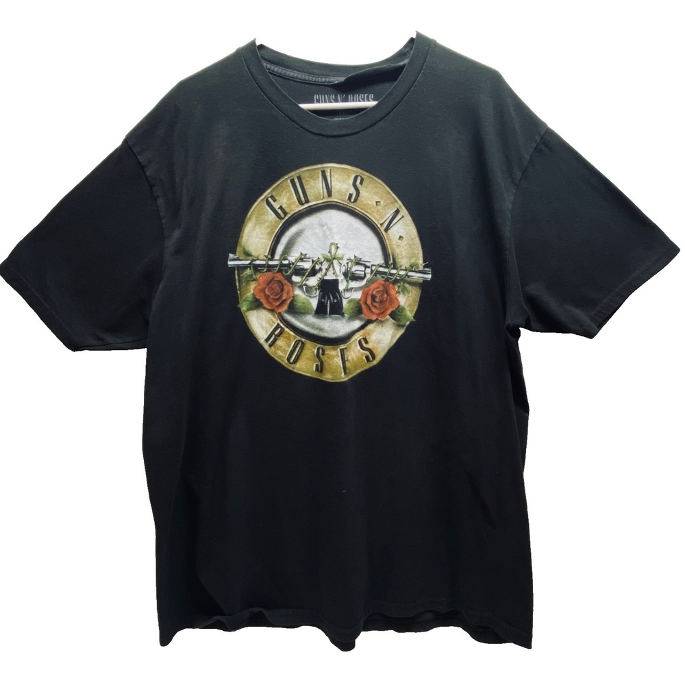 Guns N Roses T-Shirt Men's XXL Black CottonShort Sleeve Classic Band Logo Tee‎